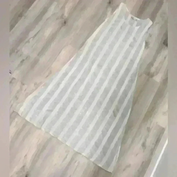 Vintage Dia Women’s Maxi Swim Cover Sheer White Silver Stripe Size M - Picture 1 of 10